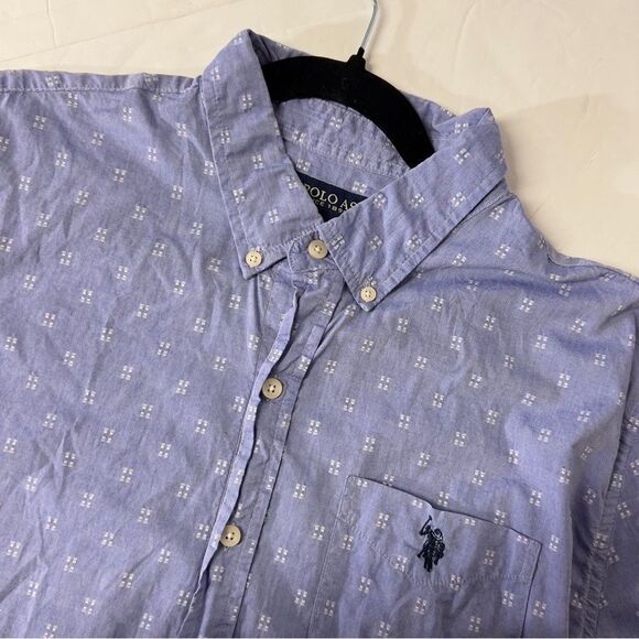 U.S. Polo Assn. Short Sleeve Button Down Cotton Blue large - Picture 1 of 14